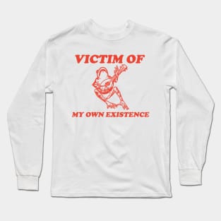 Victim Of My Own Existence, Cottage Core Frog, Frog Drawing, Sad Frog T Shirt, Depression T Shirt, Unisex T Shirt Long Sleeve T-Shirt